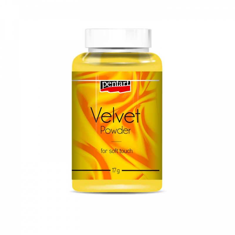 Velvet powder je zamatový prášok, ktorý vytvára zamatový povrch. Dá sa jednoducho \"fúknuť\" cez hrot na ešte mokrú farbu, alebo lepiaci povrch. Odpo