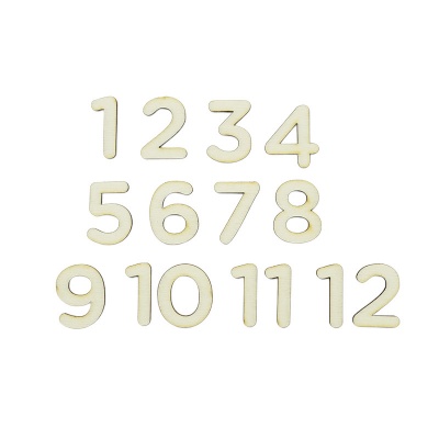 Drevené čísla na hodiny, arabské oblé, 3 cm