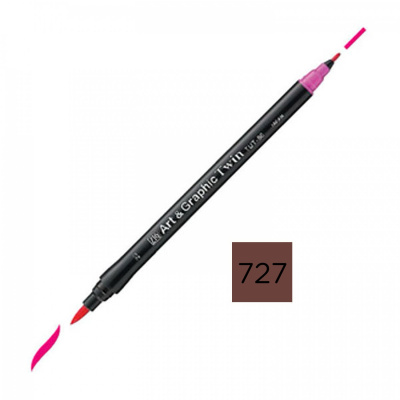 Kuretake, Art & Graphic Twin, 727 Deep Reddish Brown